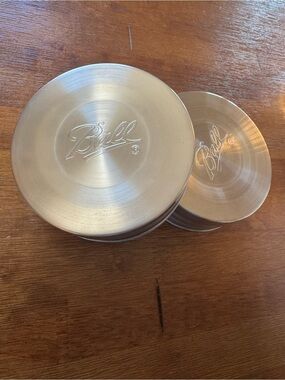 2 new Ball Mason Storage Jar Brushed Metal replacement Lids only